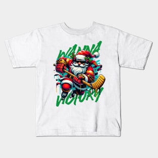 Santa Hockey in Christmas Fest. Kids T-Shirt